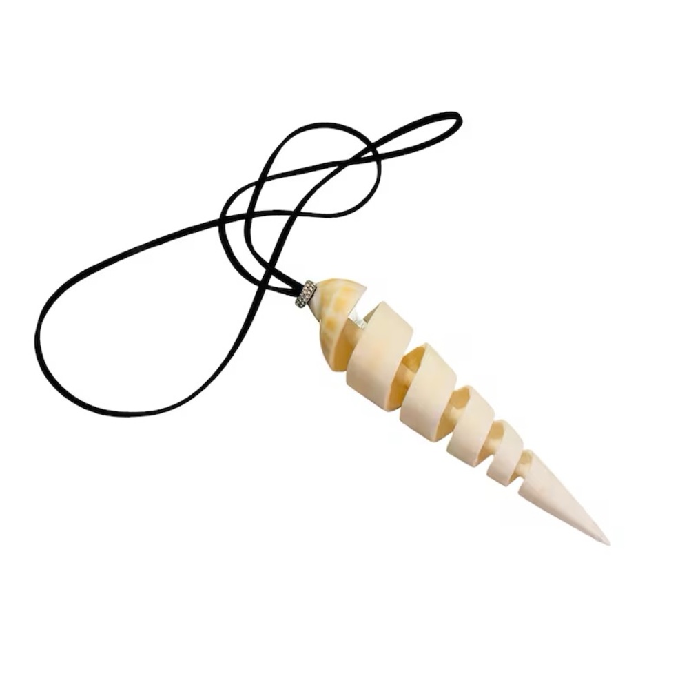 *NWT* Spiral Shell Pendant Necklace: Gold CZ, Black Suede Cord